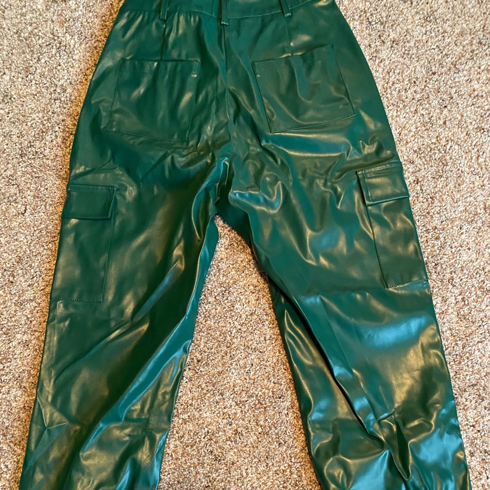 SHEIN Faux leather green pants